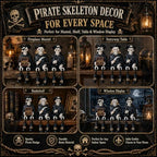 Dlfghos Halloween Skeleton Decor Set of 3 Pirate Skeleton Figurines Halloween Indoor Decorations Statue Skull Figurine Home Decor for Coffee Table Desk Bookshelf Mantel Gifts - Image 2