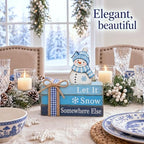 4 Pcs Snowman Christmas Decoration Blue Christmas Tabletop Signs - Image 5