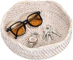 Hipiwe Rattan Key Basket for Entryway Table Handwoven Small Baskets Tray by Hipiwe