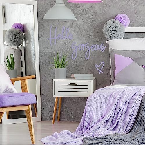 Blulu Hello Gorgeous Sign Wall Decor Wooden Words Minimalist Art, Purple - Image 6