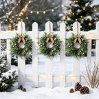 6 Pcs Small 4th of July Hanging Wreaths for Cabinets Patriotic Mini Candle Ring Wreath with Red White Blue Flowers Artificial Independence Day Wreath for Front Door (4, Winter White Berry) - Image 4