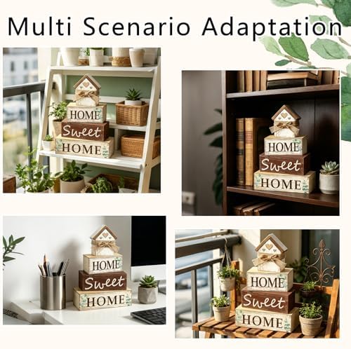 Farmhouse Tiered Tray Decor, 4pcs Home Sweet Home Table Decor - Image 6