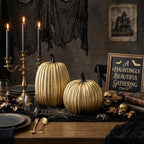 Gold Halloween Pumpkin Decor, Small Resin Pumpkins Set of 2 - Image 5