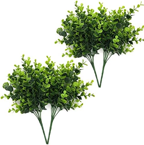 CATTREE Artificial Eucalyptus Shrubs Fake Plant, Faux Branches Stems Decoration Arrangements Greenery Leaf Bud for Home Farmhouse Wedding Bouquets Table Centerpieces Vases Flower Floral Décor 4 Pack by CATTREE