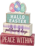Easter Decorations - Easter Eggs Patchwork Tiered Tray Decor - Wooden Easter Tabletop Sign - Rustic Farmhouse Spring Home Decor Indoor for Tiered Tray Shelf Mantel Entryway Coffee Table - Spring Home Decor for Living Room, Kitchen Counter by Unknown