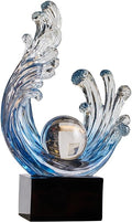 Modern Abstract Decorative Wave Statue, Blue Abstract Art Home Decor,Crystal Ball Art Wave Resin Sculpture, Office Desk Stand, Dining Table Center Decorative Aesthetics (A,Navy-Blue) by XYQXYQ