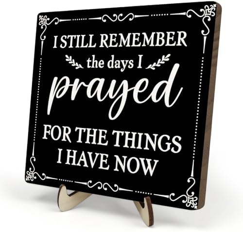 I Still Remember the Days I Prayed Wooden Sign, Christian Sign Home Decor Wooden Plaque for Rustic Home Farmhouse Office Living Room Desk Shelf Decor (black, 5.9x5.9inches) by DMADNF