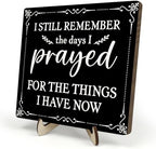 I Still Remember the Days I Prayed Wooden Sign, Christian Sign Home Decor Wooden Plaque for Rustic Home Farmhouse Office Living Room Desk Shelf Decor (black, 5.9x5.9inches) by DMADNF