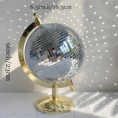 Disco Ball Globe Sculpture, 6.5in Gold Mirror Tabletop Decor - Image 6