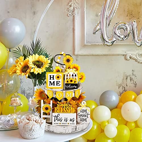FairySandy 11 Pcs Sunflower Tiered Tray Decor Summer Rustic Home Farmhouse - Image 7