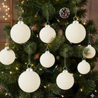 46Pcs Velvet Christmas Ball Ornaments Set - Flocked Shatterproof Christmas Tree Decorations Classic Hanging Ornaments with Rope for Xmas Wreath Holiday Home Decor (Multi-Size, Cream) - Image 5