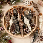 Vintage Christmas Ornaments, Rustic Finial Hanging Decor for Tree, 12pcs by OuMuaMua
