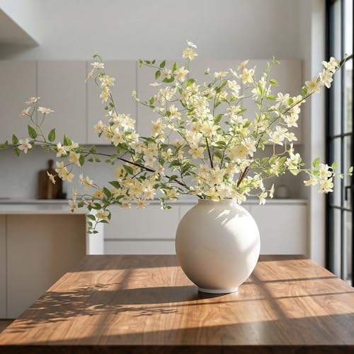Fake Flowers, 3 Pcs Artificial Flowers Greenery Stems Faux Greenery Stems Branches for Vases Realistic Silk Real Touch Spring Greenery Stems Bulk Bedroom Office Wedding Table Summer Home Decor - Image 3