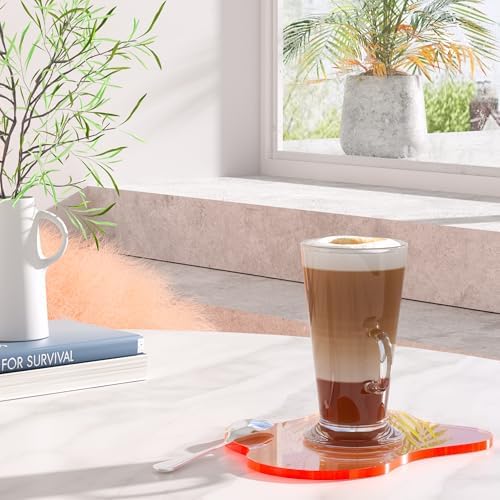 Acrylic Coaster Decorative Plates,Coral Pink Bar Drink Coaster, Clear Cloud Shape Coffee Cup Coaster, Perfect for Tabletop Protection and Accessories Display.(Coral Pink) - Image 4