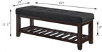 24KF Large Rectangular Upholstered Tufted Linen Ottoman Bench, Padded Bench - Image 2