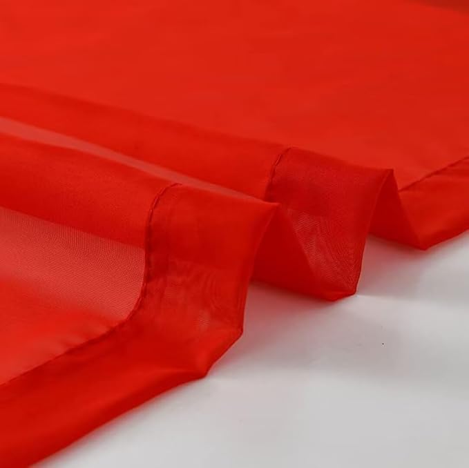 SpaceDresser Sheer Red Curtains 4 Panels Rod Pocket Semi-Sheer Curtain 84 - Image 6