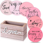 Queekay House Warming Gifts New Home Farmhouse Coasters Set of 6, Pink by Queekay