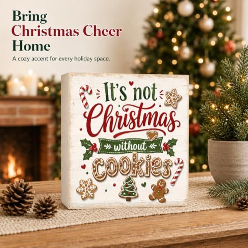 Christmas Decorations Wooden Box Sign It's Not Christmas Without Cookies - Image 2