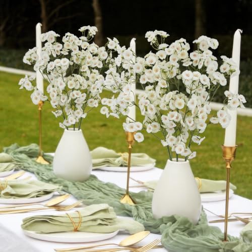 3Pcs Artificial Wildflowers White Long Stem Faux Silk Flowers for Tall Vase - Image 4