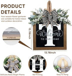 Ultra Large 14'' Last Name All Year Round Front Door Wreath with 26 Initial Letter Welcome Sign All Seasons Eucalyptus Garland and Bow Wreaths for Front Door Porch Farmhouse Decoration (T) - Image 4