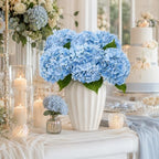 6 PCS Blue Hydrangea Artificial Flowers, Latex UV Resistant Fake Flowers - Image 6