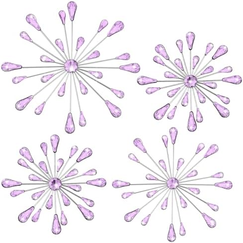 Hicarer 4 Pcs Starburst Wall Decor, Bling Metal Wall Art, Purple - Image 2