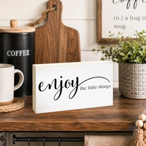 3x5 Inspirational Wooden Block Sign, Enjoy the Little Things, Natural - Image 3