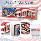 COCHIE Vintage 4th of July Decorations for Office, Home, Table, Mantel, Shelf, Desk, 4 x 11 Inch USA Flag Star Sign, Wooden Fourth of July Decor, Farmhouse Red Blue White Patriotic Centerpiece (Flag) - Image 2