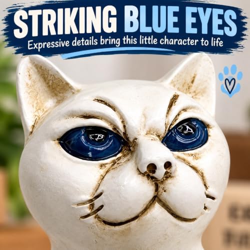 Top Brass Sassy White Cat Figurine – Funny Resin Home Desk Decor - Image 6