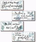 4 Pieces Coastal Wall Decor Ocean Beach Bathroom Decor With Bible Verses Wooden Christian Sign for Home Religious Prayer Wall Art for Living Room Office Bedroom Bathroom(Coastal,10x4") by Unknown