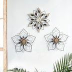 Whitewash Flower Wall Decor,Metal Wood Rustic Farmhouse Wall Art 13.5 inch - Image 7