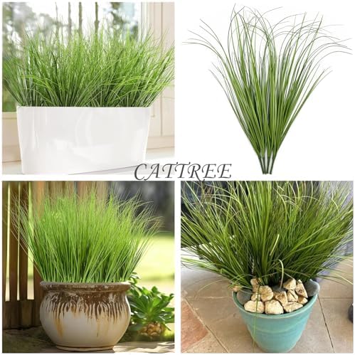 CATTREE Artificial Wheat Grass Shrubs, Fake Plants Faux Greenery Plastic Bushes Tall Stems for Outdoor Indoor Wedding Christmas Decor Office Yard Table Arrangements Planter Filler Decoration 8 Pack - Image 6