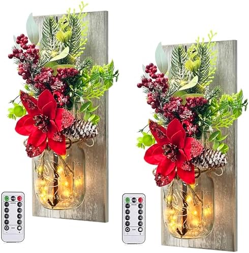 Mason Jar Sconce Decor Rustic Wall Sconces Christmas Wall Art Hanging by HOMECOR