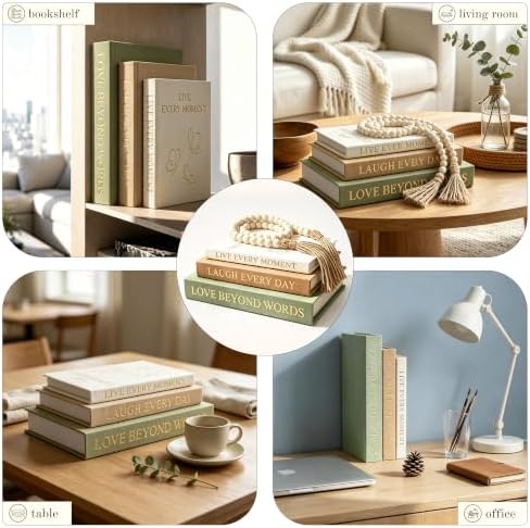 Aesthetic Decorative Books, Set of 3 Fake Book Boxes with Storage Space - Image 4