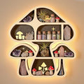 Mushroom Decor Floating Shelves with Lights, Crystal Display Shelf for Wall by FNYDOX