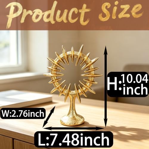 10" Modern Abstract Decorative Sculpture, Dining Living Room Desk Decor,Geometric Home Decor Statues,Shelf Top Decor Aesthetics, Golden - Image 3
