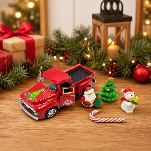 Christmas Truck Decor - Christmas Decorations Indoor with Tree Snowman Santa Candy Cane, Farmhouse Tabletop Decorations for Tiered Tray, Mantel, Shelf, Office Desk, Holiday Centerpiece Gift Decor - Image 5