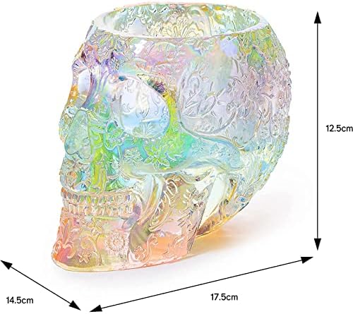 Skull Makeup Brush Holder, Pen Holder, Vanity, Desk, Office Organizer, Stationary, Decor Planter, Candy Bowl, Goth Decorations, Extra Large, Skulls Gothic Skull & Bones Organizer Bathroom (iridescent) - Image 2