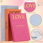 3 Set Linen Decorative Books with Beaded Garland, Classic, Colorful - Image 3