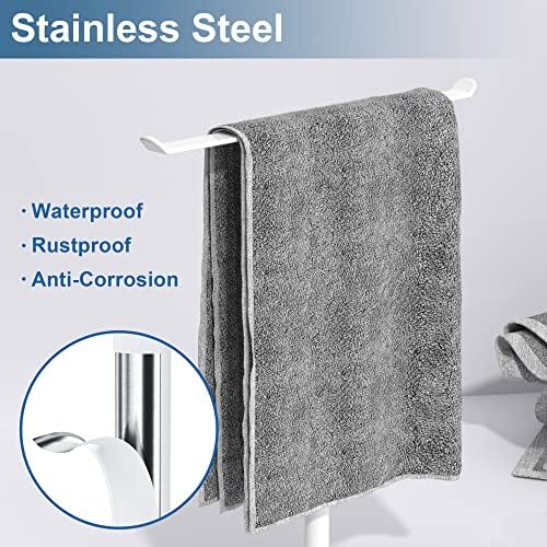 White T-Shaped Hand Towel Holder Stand for Countertops, Stainless Steel - Image 3