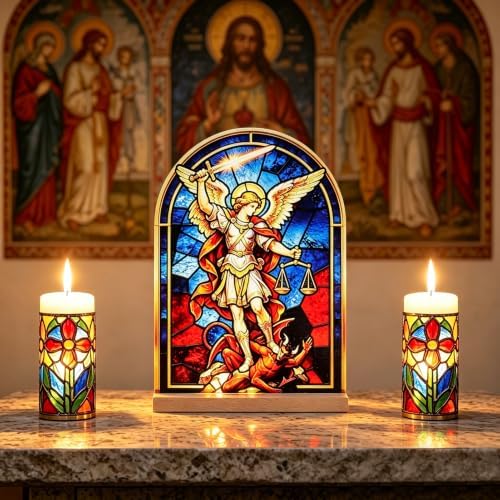 KOMI St Michael Stand Statue Acrylic Catholic Icon Ornament Home Altar Decor Christian Gifts - Image 7
