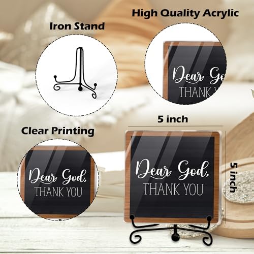 Modern Farmhouse Decor, Home Decor For Living Room, Boho Chic Aesthetic Shelf Decorations, Christian Dear God Acrylic Sign, Farmhouse Entryway Tv Stand Fireplace Coffee Table Decoration (15) - Image 2
