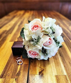 Admired by Nature Artificial Rose Hydrangea Flowers Bouquet, 9 Stems Faux Wedding Bouquet for Bride Bridesmaid, Centerpieces Floral Arrangement Home Decoration GPB8359-CM/PK Cream/Pink - Image 4