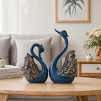 2pcs Swan Statues Couple's Home Decorations for Living Room Decor and Accessories, Sculptures Home Decor for Coffee Table, Book Shelf Decor Accents (Blue) - Image 5