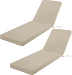 Outdoor Chaise Lounge Cushion Set of 2, Fadesafe Water-Repellent Lounge Deck by COMCAVER