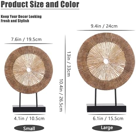 XMGZQ Wood Color Minimalist Round Statue Above Cabinet Decor Kitchen,Modern Decorative Sculpture Home Decorations for Living Room Coffee Table,Shelf Decor Items,Center Pieces Decoration - Image 3
