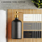Glass Soap Dispenser Set of 2 (Black) with Silicone Tray | Hand and Dish Soap Dispenser for Kitchen and Bathroom | 16.8 Oz Glass Bottles with Stainless Steel Pump & 15 Waterproof Labels (Black/Gold) - Image 5