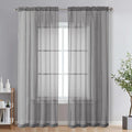 Charcoal Grey Sheer Curtains 90 Inches Long 2 Panels by OVZME