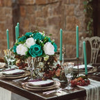 BLOSMON Teal Flowers Artificial Centerpieces: 6 Pcs Fake Roses Flowers Balls for Wedding Dinning Table - Faux Silk Kissing Floral Arrangement for Home Party Event Decor - Image 2