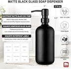 GMISUN Black Soap Dispenser, 2 Pack Matte Black Hand Soap Dispensers for Bathroom, 17 Fl Oz Glass Dish Soap Dispensers for Kitchen with Stainless Steel Pump, Modern Liquid Soap Bottle - Image 3